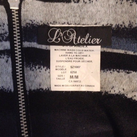 🆕L'Atelier Soft Stretch Knit Gray & Blue Midi SHIFT Dress with Back Zip!! - Picture 6 of 8